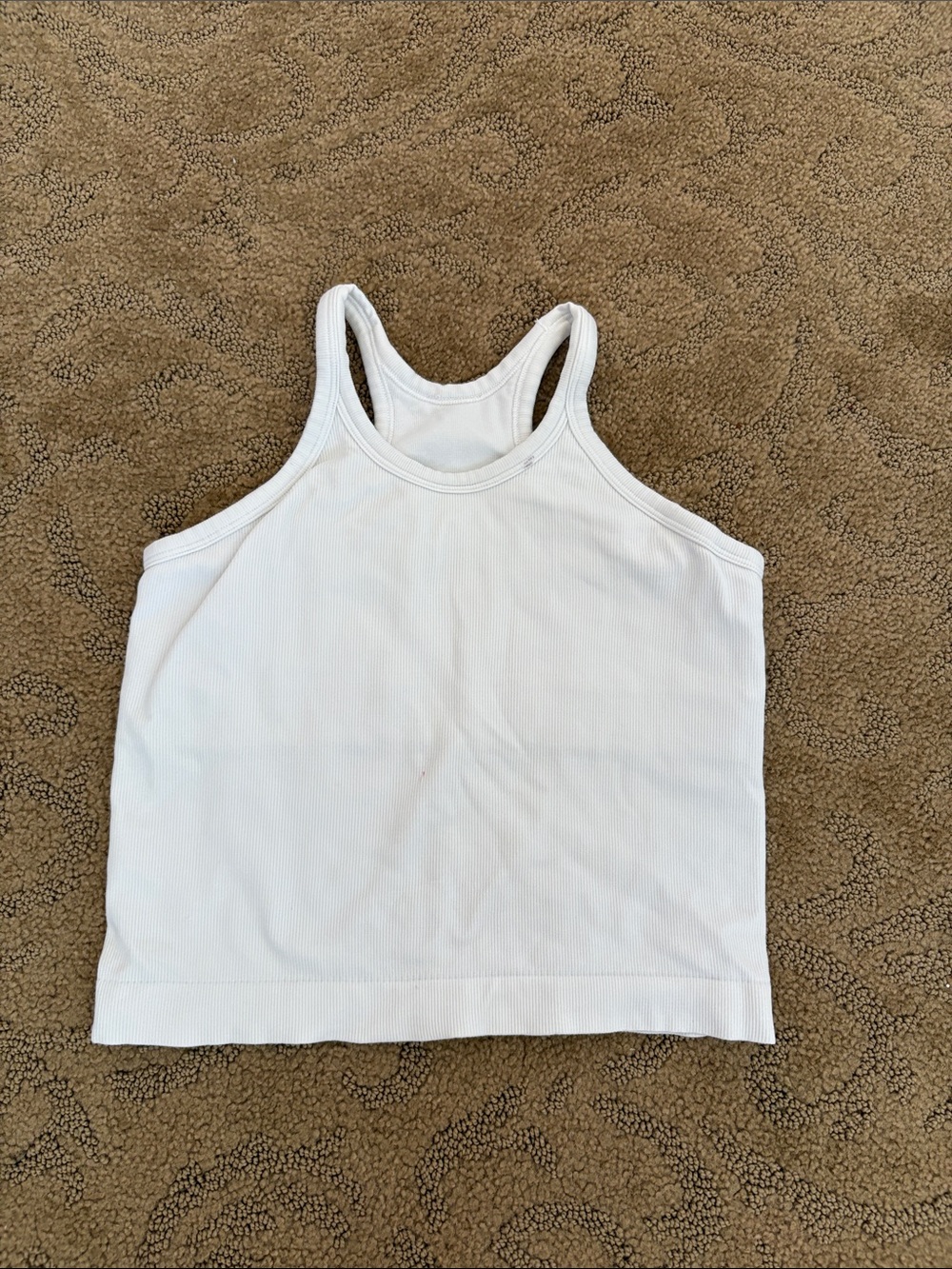 White Ribbed Racerback Tank Top